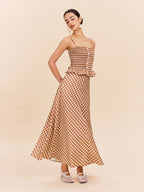 Checkboard Print Pockets Skirt