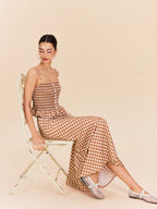 Checkboard Print Pockets Skirt
