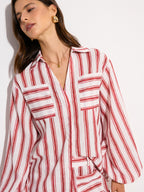 Pocketed Striped Shorts Set