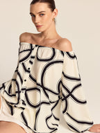 Patterned Off-Shoulder Blouse