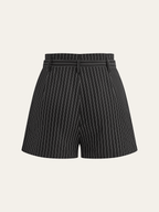 Belted Striped Shorts