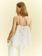 Semi-Sheer Embroidered Eyelet Cami Top