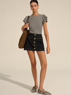 Metal Decor Denim Mini Skirt