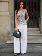 Metal Decor Wide-Leg Pants