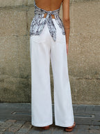 Metal Decor Wide-Leg Pants