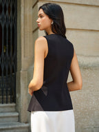Metal Decor Sleeveless V-Neck Vest