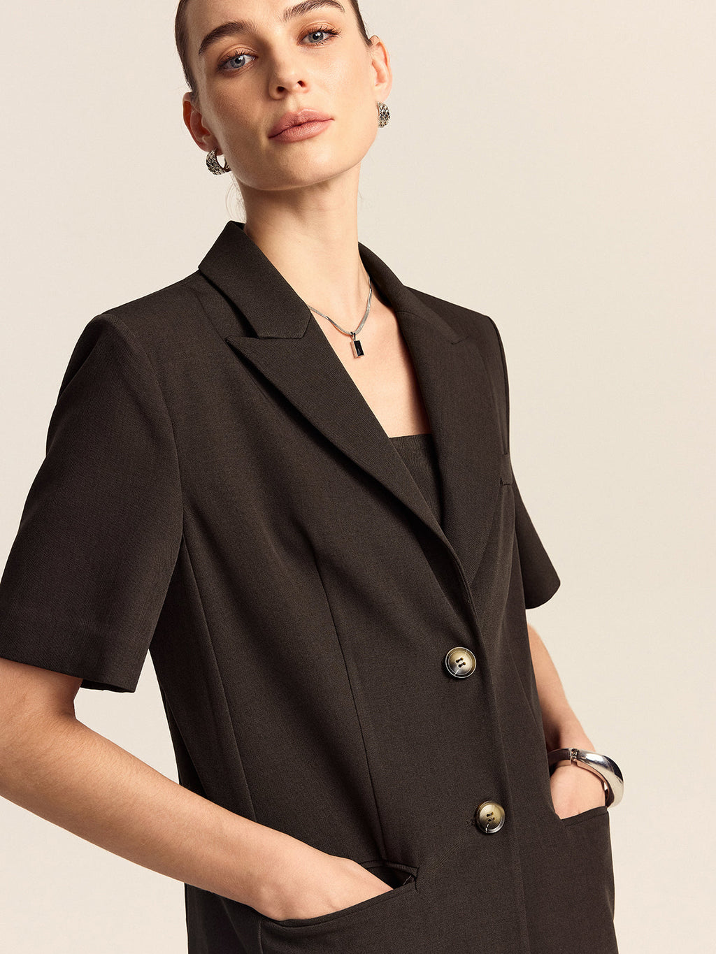 Oversized Short-Sleeved Blazer