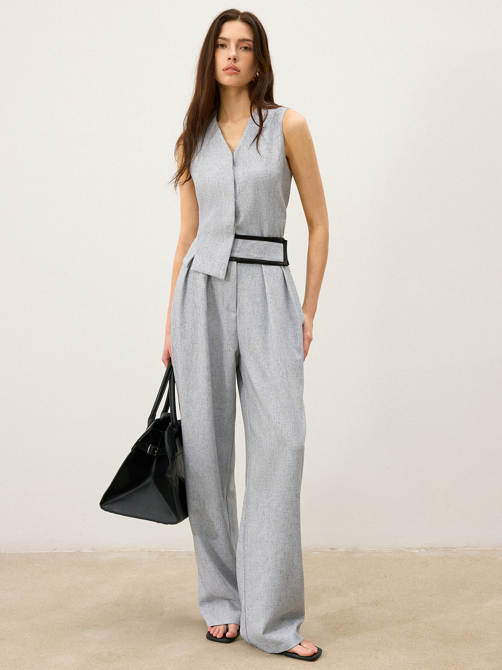 Back Buttons Slit Hem Vest
