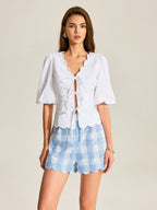 Gingham Scallop Hem Shorts