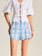 Gingham Scallop Hem Shorts