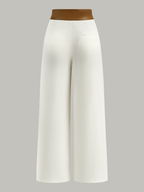 Faux Leather 2-Tone Waist Wide-Leg Pants