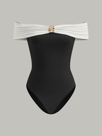 Metal Decor Off-Shoulder Bodysuit