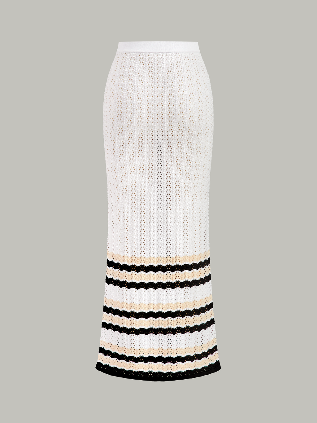 Striped Hem Knit Maxi Skirt