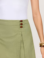 Cotton & Linen Asymmetrical Wrap-Front Skort