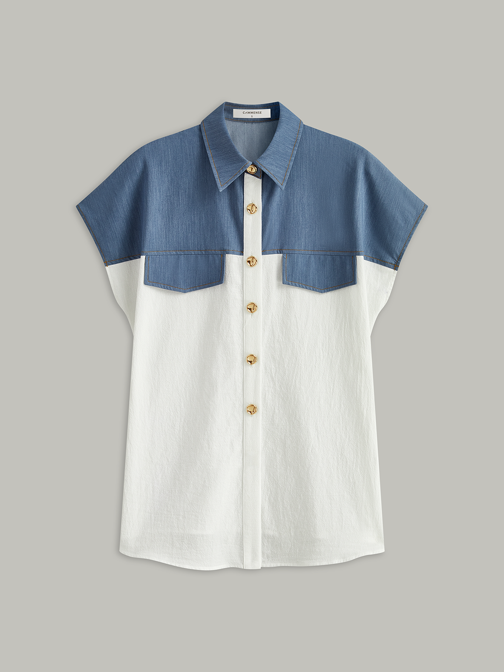 Color-Blocked Short-Sleeved Shirt