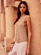 V-Neck Button Knit Vest