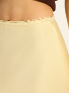 Satin Maxi Skirt with Lace Waistband