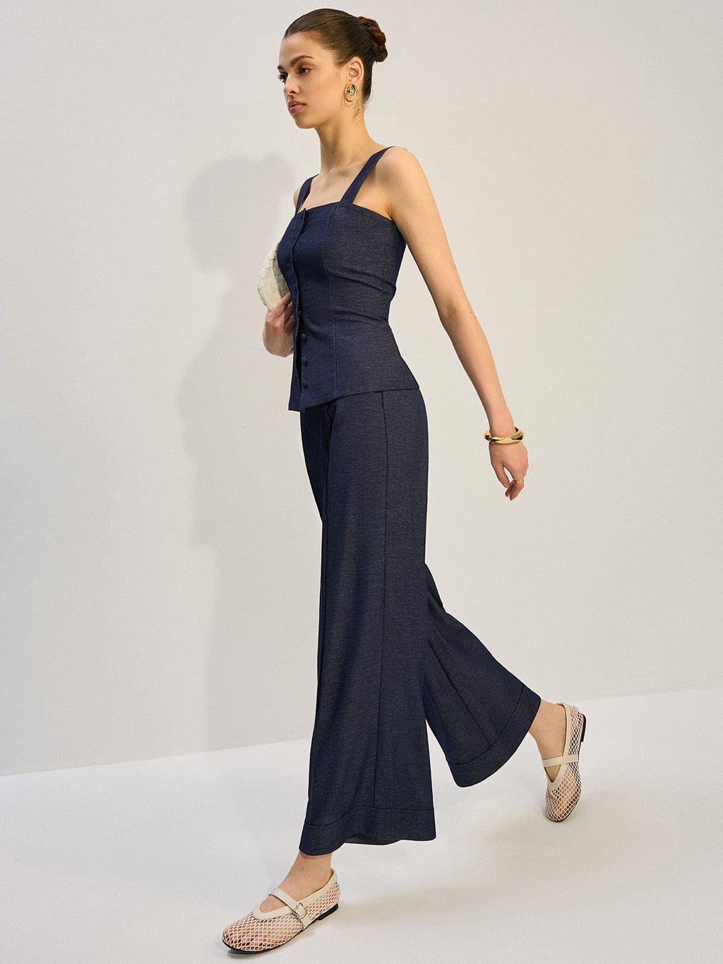 Denim Wide-Leg Pants
