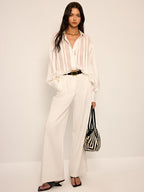 Sheer Striped Long-Sleeve Shirt