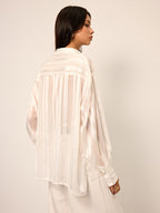 Sheer Striped Long-Sleeve Shirt