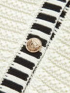 Button Striped Trim Knit Vest
