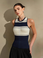 Contrast Color Striped Knit Top