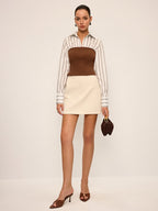 2 in 1 Ribbed Knit and Striped Contrast Shirt