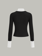 2 in 1 Contrast Collar and Cuff Shirt