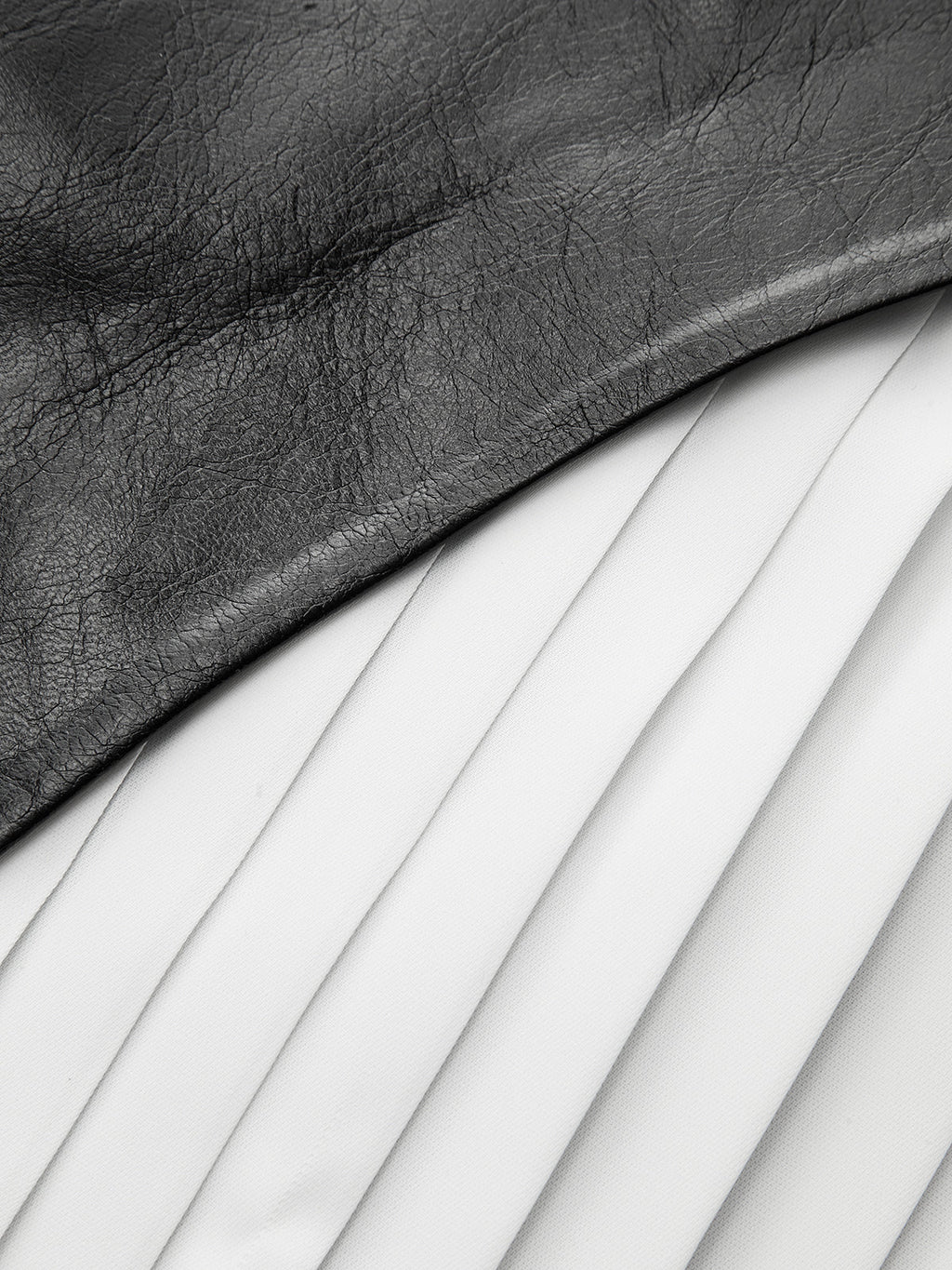 Color-Block Pleated-Panel PU Leather Mini Skirt