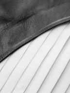 Color-Block Pleated-Panel PU Leather Mini Skirt
