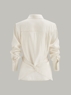 Linen Blend Cross-Over Wrap Shirt