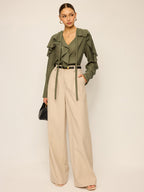 Neckline Tie Ruffled Blouse