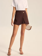 Mid Waist Asymmetric Wrap Shorts