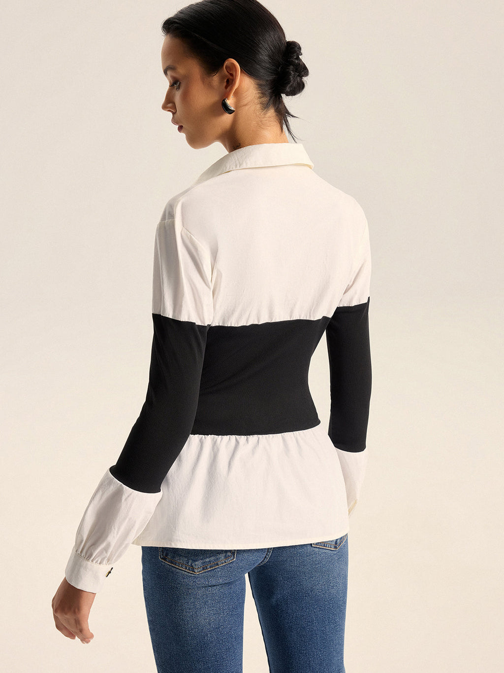 Contrast Panel Button Shirt