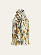 Abstract Print Halter Neck Top