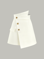 Asymmetric Metal Button Decor Pocket Mini Skort