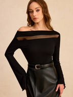 Mesh Paneled Long Sleeve T-Shirt
