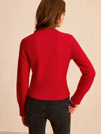 V-Neck Button-Front Knit Cardigan