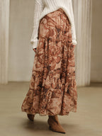 Boho Print Chiffon Maxi Skirt