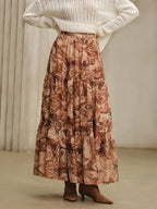 Boho Print Chiffon Maxi Skirt