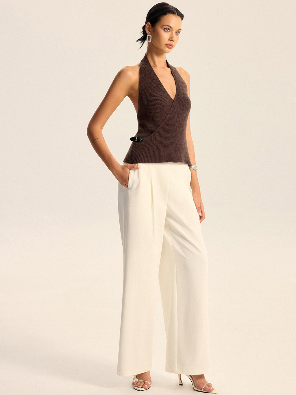 Halter Neck Backless Knit Top