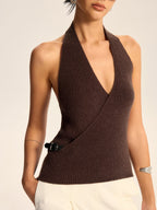 Halter Neck Backless Knit Top