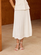 Elasticated Waist Pleated Midi Skirt