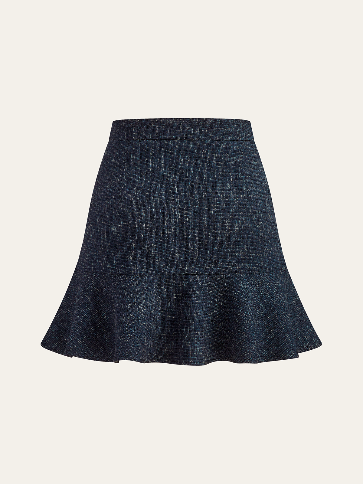 Metal Detail Ruffled Hem Mini Skirt
