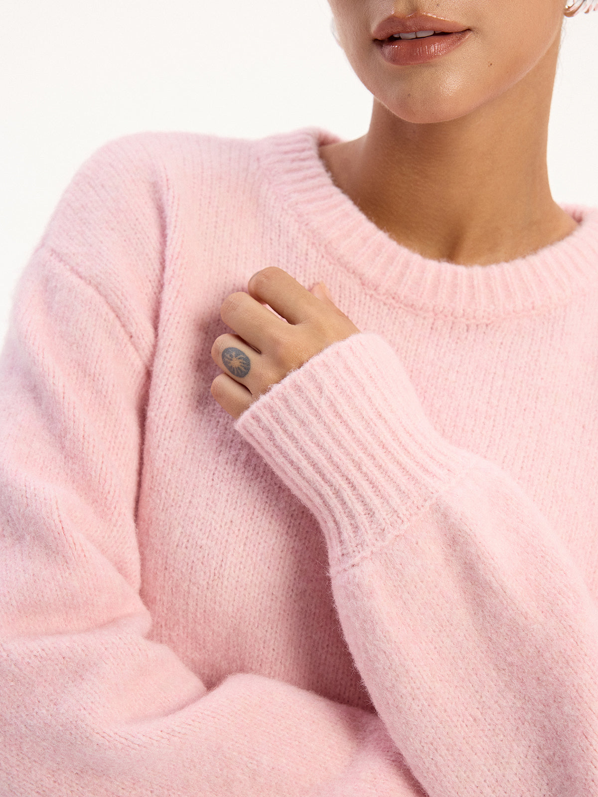 Wool Blend Crew Neck Sweater