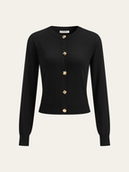 Wool Blend Metal Button Cardigan