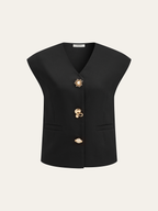 Metal Detail Cap Sleeve Vest