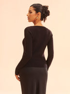 Metal Detail Cut-Out Knit Top