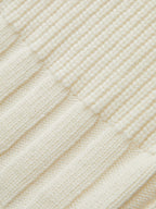 V-Neck Button Wool Blend Cable Knit Cardigan
