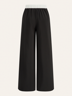 Contrast Waistband Drawstring Wide-Leg Pants